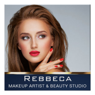 Glam Hair & Makeup Artist Schönheitssalon blau Poster
