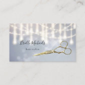 Glam Hairstylist Gold Shears Silver Twinkle Bokeh Visitenkarte (Vorderseite)
