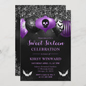 Glam Halloween Ornamente Süß 16 Einladung (Vorne/Hinten)
