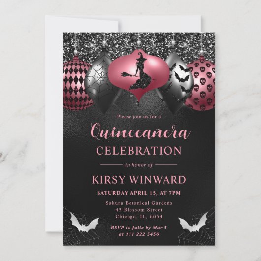 Glam Halloween Ornaments Quinceanera Einladung (Vorderseite)
