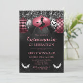 Glam Halloween Ornaments Quinceanera Einladung (Stehend Vorderseite)
