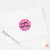 Glam Happy Birthday Black Hot Pink Glitzer Sparkle Runder Aufkleber (Umschlag)