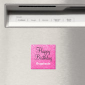 Glam Happy Birthday Hot Pink Glitzer Sparkname Magnet (In Situ (Geschirrspüler))