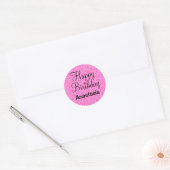 Glam Happy Birthday Hot Pink Glitzer Sparkname Runder Aufkleber (Umschlag)