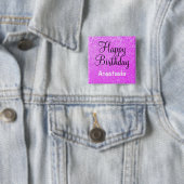 Glam Happy Birthday Lila Glitzer Sparkle Name Button (Beispiel)