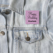 Glam Happy Birthday Lila Glitzer Sparkle Name Button (Beispiel)