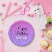 Glam Happy Birthday Ombre Lila Glitzer Glitzern Pappteller (Party)