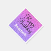 Glam Happy Birthday Ombre Lila Glitzer Glitzern Serviette (Ecke)