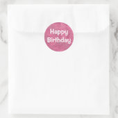 Glam Happy Birthday White Lila Glitzer Glitzern Runder Aufkleber (Tasche)