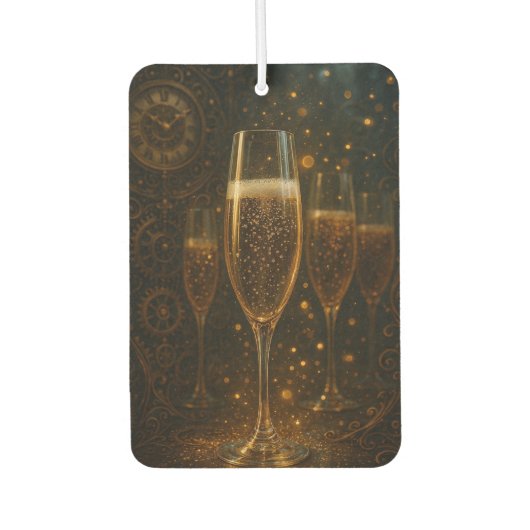 Glam Happy New Year Steampunk Champagne Autolufterfrischer (Vorderseite)