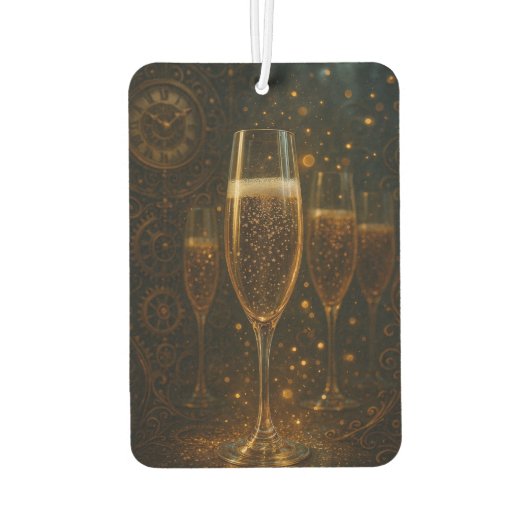 Glam Happy New Year Steampunk Champagne Autolufterfrischer (Rückseite)