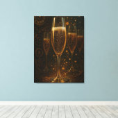 Glam Happy New Year Steampunk Champagne Leinwanddruck (Insitu (Holzboden))