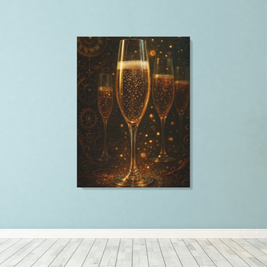 Glam Happy New Year Steampunk Champagne  Leinwanddruck (Insitu (Holzboden))