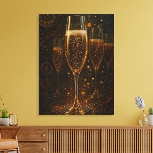 Glam Happy New Year Steampunk Champagne Leinwanddruck (Insitu (Wohnzimmer))