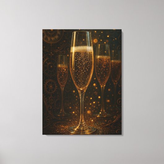 Glam Happy New Year Steampunk Champagne  Leinwanddruck (Vorderseite)