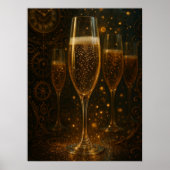 Glam Happy New Year Steampunk Champagne Poster (Vorne)