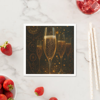 Glam Happy New Year Steampunk Champagne Serviette