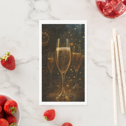 Glam Happy New Year Steampunk Champagne Serviette (Beispiel)