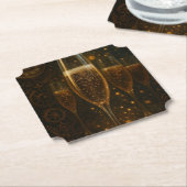 Glam Happy New Year Steampunk Champagne Untersetzer (angewinkelt)