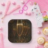 Glam Happy New Year Steampunk Champagner  Pappteller (Party)