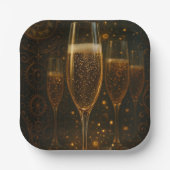 Glam Happy New Year Steampunk Champagner  Pappteller (Vorderseite)
