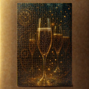 Glam Happy New Year Steampunk Champagner Puzzle