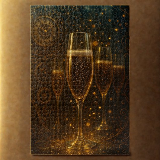Glam Happy New Year Steampunk Champagner  Puzzle
