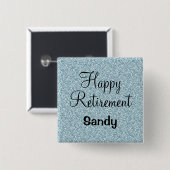 Glam Happy Retirement Blue Silver Glitzer Glitzern Button (Vorne & Hinten)