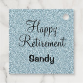 Glam Happy Retirement Blue Silver Glitzer Glitzern Geschenkanhänger (Rückseite)