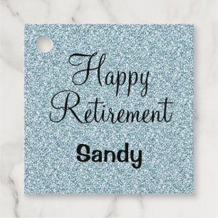 Glam Happy Retirement Blue Silver Glitzer Glitzern Geschenkanhänger