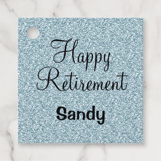 Glam Happy Retirement Blue Silver Glitzer Glitzern Geschenkanhänger (Vorderseite)