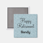 Glam Happy Retirement Blue Silver Glitzer Glitzern Magnet (Vorderseite/Rückseite)