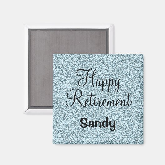 Glam Happy Retirement Blue Silver Glitzer Glitzern Magnet (Vorderseite/Rückseite)