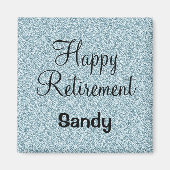 Glam Happy Retirement Blue Silver Glitzer Glitzern Magnet (Vorne)