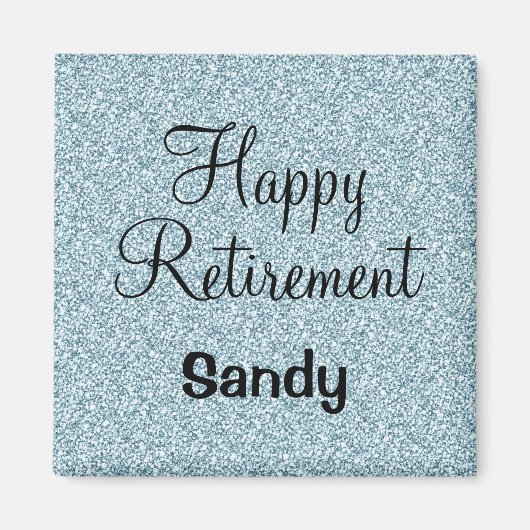 Glam Happy Retirement Blue Silver Glitzer Glitzern Magnet (Vorne)