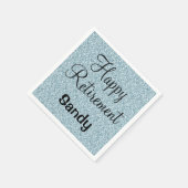 Glam Happy Retirement Blue Silver Glitzer Glitzern Serviette (Ecke)