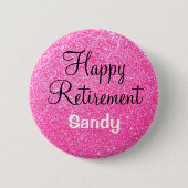 Glam Happy Retirement Hot Pink Glitzer Sparkor Button (Vorderseite)