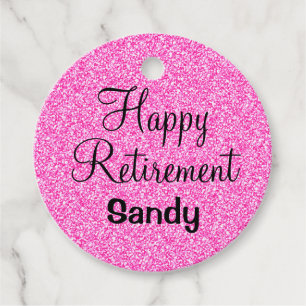 Glam Happy Retirement Hot Pink Glitzer Sparkor Geschenkanhänger