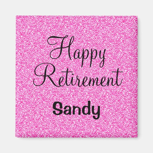 Glam Happy Retirement Hot Pink Glitzer Sparkor Magnet (Vorne)