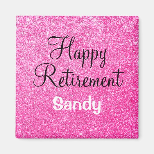 Glam Happy Retirement Hot Pink Glitzer Sparkor Magnet (Vorne)