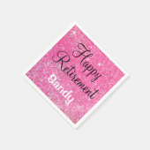 Glam Happy Retirement Hot Pink Glitzer Sparkor Serviette (Ecke)