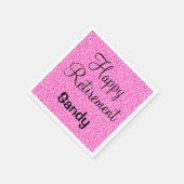 Glam Happy Retirement Hot Pink Glitzer Sparkor Serviette (Ecke)