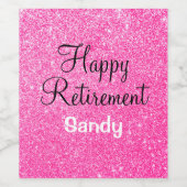 Glam Happy Retirement Hot Pink Glitzer Sparkor Weinetikett (Einzelnes Label)