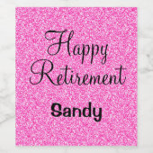 Glam Happy Retirement Hot Pink Glitzer Sparkor Weinetikett (Einzelnes Label)