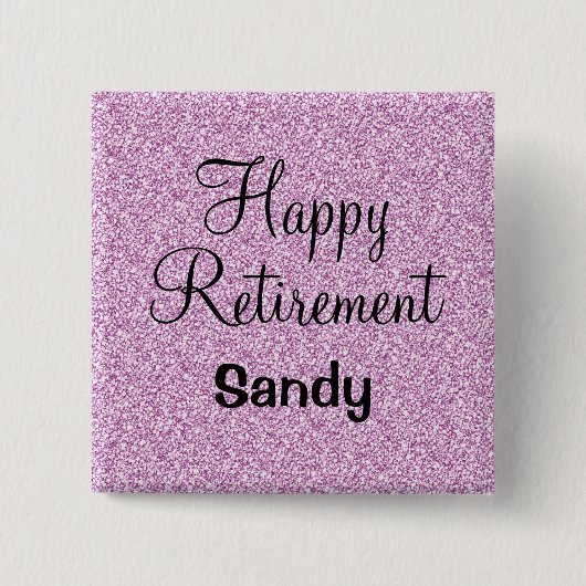 Glam Happy Retirement Lila Glitzer Sparkle Button (Vorderseite)
