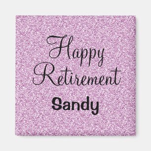 Glam Happy Retirement Lila Glitzer Sparkle Magnet
