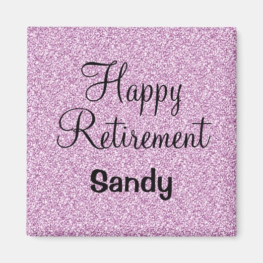 Glam Happy Retirement Lila Glitzer Sparkle Magnet (Vorne)