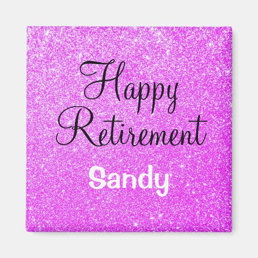 Glam Happy Retirement Lila Glitzer Sparkle Magnet (Vorne)