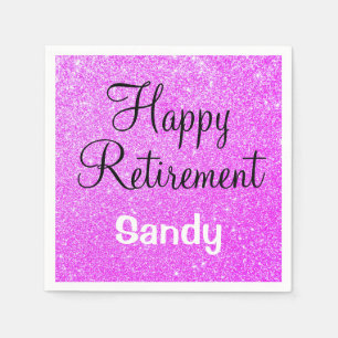 Glam Happy Retirement Lila Glitzer Sparkle Serviette
