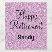 Glam Happy Retirement Lila Glitzer Sparkle Weinetikett (Einzelnes Label)